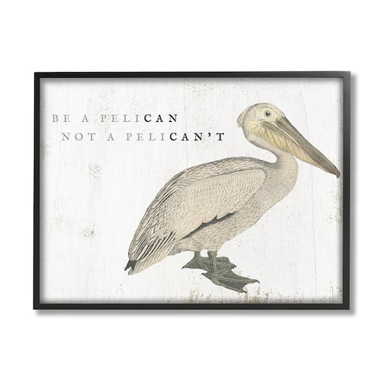 Stupell Industries Be Pelican not Pelican't Funny Beach Phrase Pun Framed Wall Art